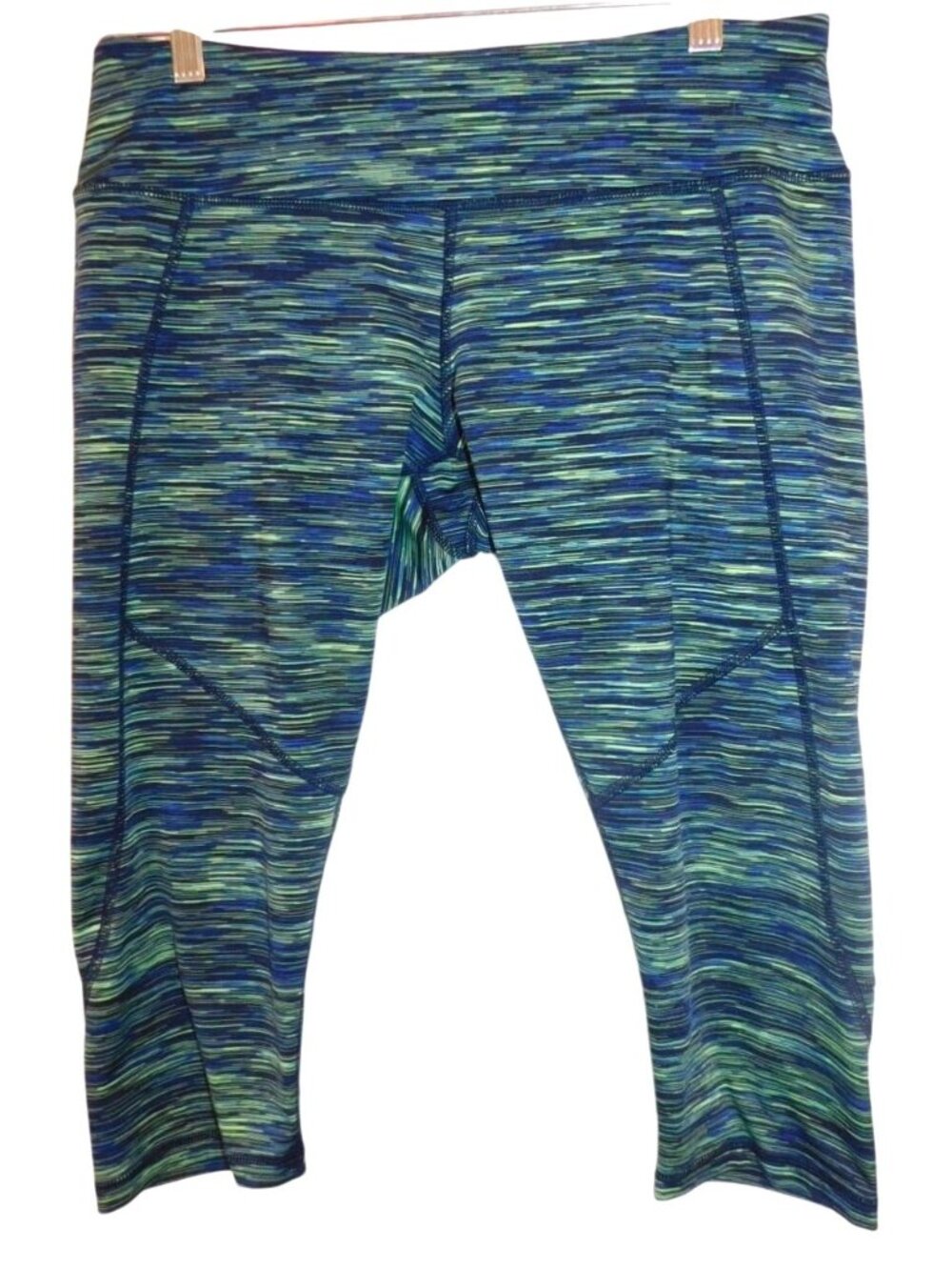 Tek Gear Dry Tek Women's PL Capri Leggings Blue Green Space Dye Active Workout